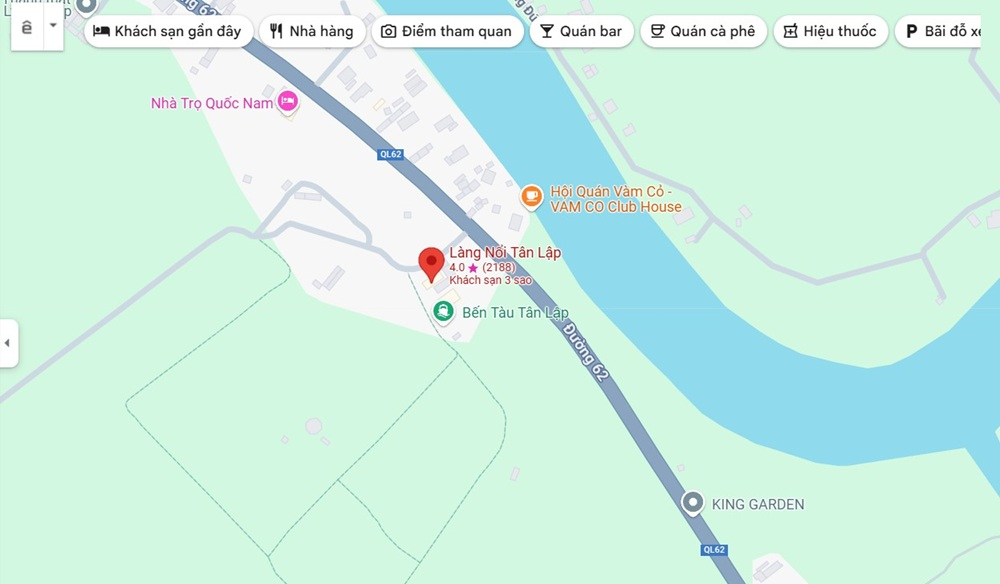 Làng nổi Tân Lập nằm ở trung tâm vùng Đồng Tháp Mười (Ảnh: Google Maps)