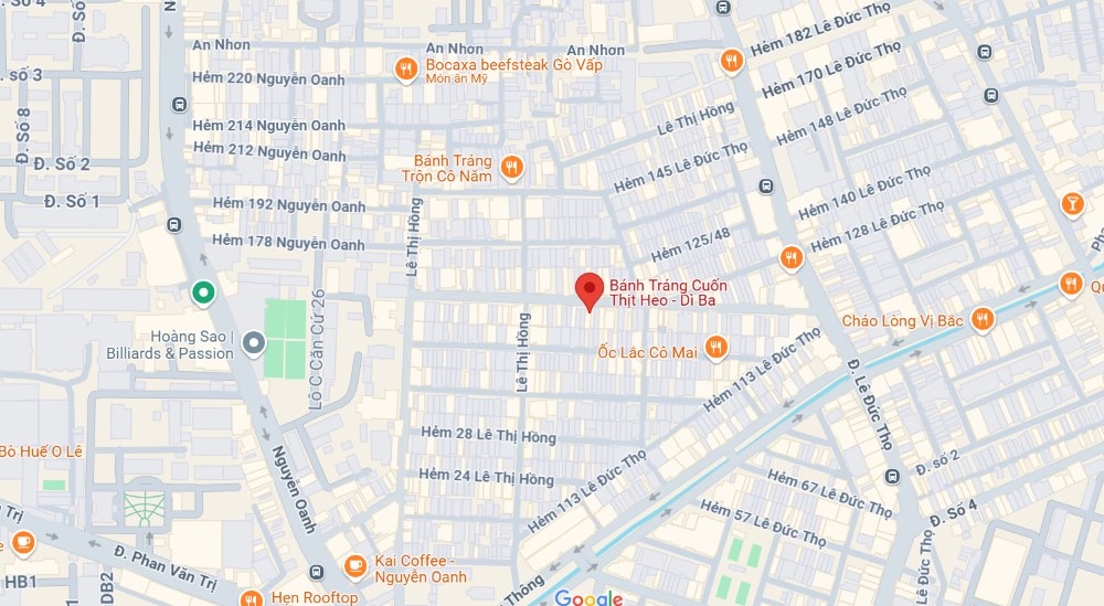 Địa chỉ bánh tráng cuốn thịt heo ở Sài Gòn - Dì Ba (Ảnh: Google Maps)