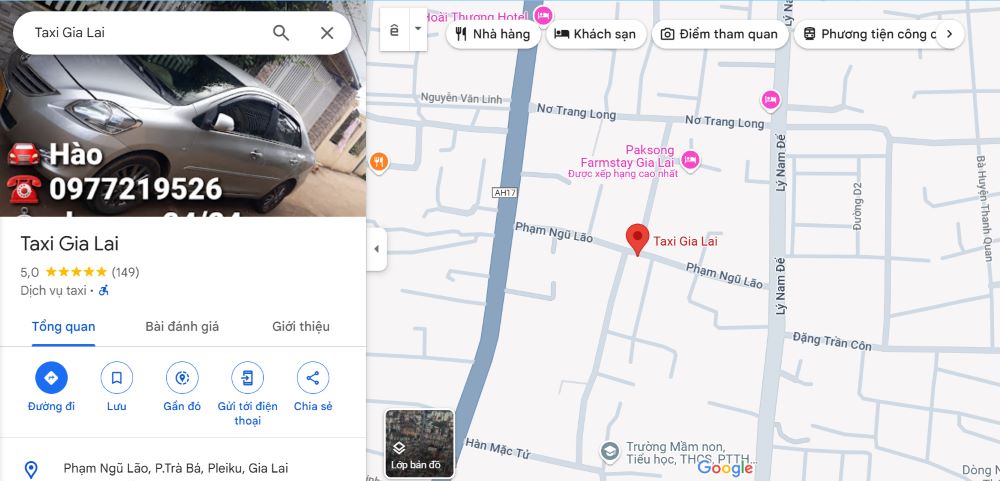 Địa chỉ trụ sở taxi Gia Lai 24h (Ảnh: Google Maps)