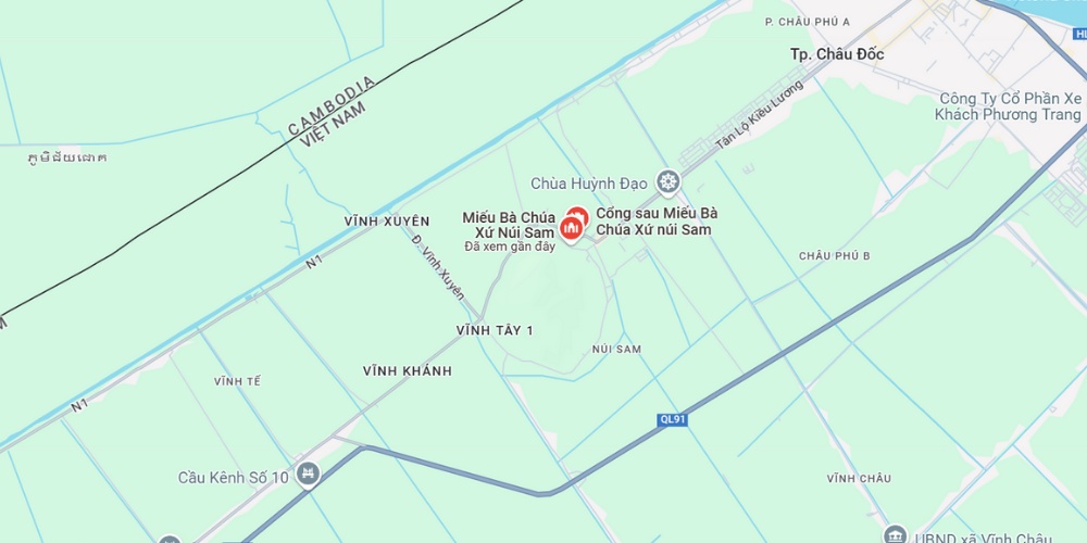 Vị trí của Miếu Bà Chúa Xứ trên bản đồ (Ảnh: Google Maps)