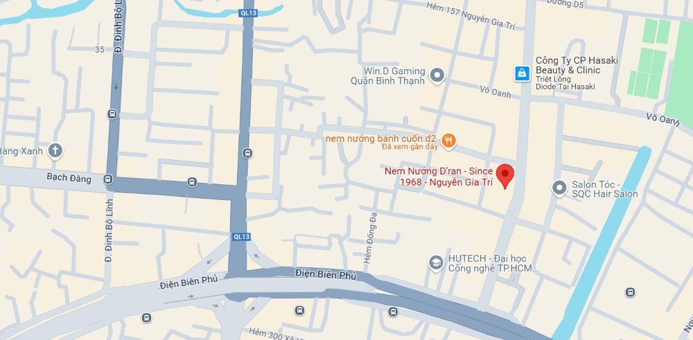 Nem nướng Bình Thạnh D’ran có địa trị dễ tìm (Ảnh: Google Maps)