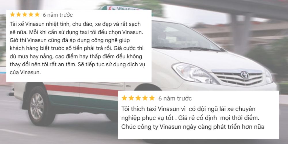 Feedback khách hàng về dịch vụ taxi Vinasun