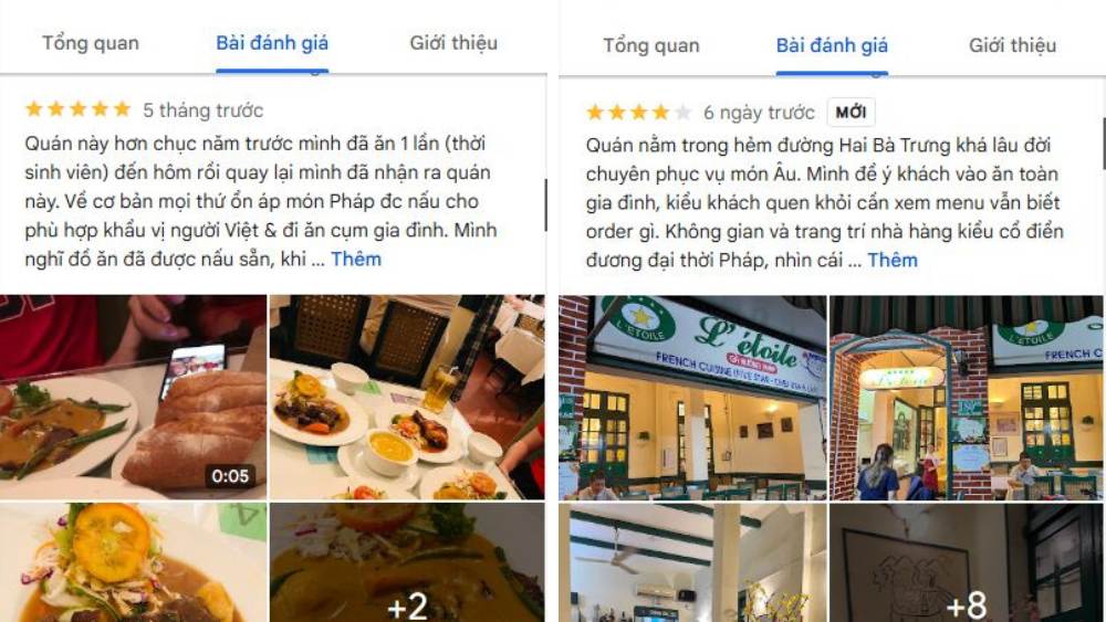 Nhiều khách hàng review chân thực về nhà hàng Gà Nướng Pháp L’Étoile (Ảnh: Google Maps)