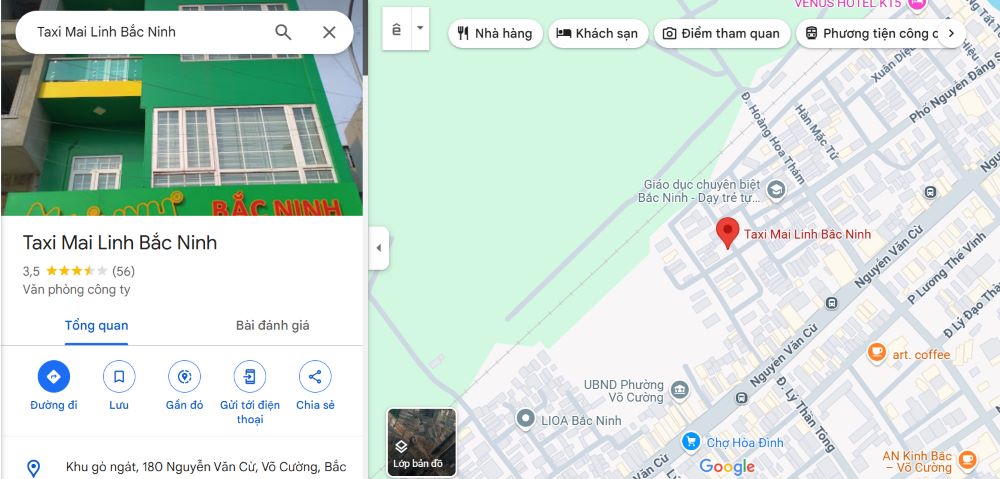 Địa chỉ trụ sở taxi Bắc Ninh Mai Linh (Ảnh: Google Maps)