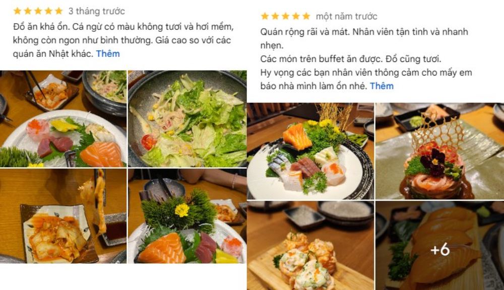 Thực khách đánh giá cao chất lượng sashimi tươi và menu phong phú (Ảnh: Google maps)