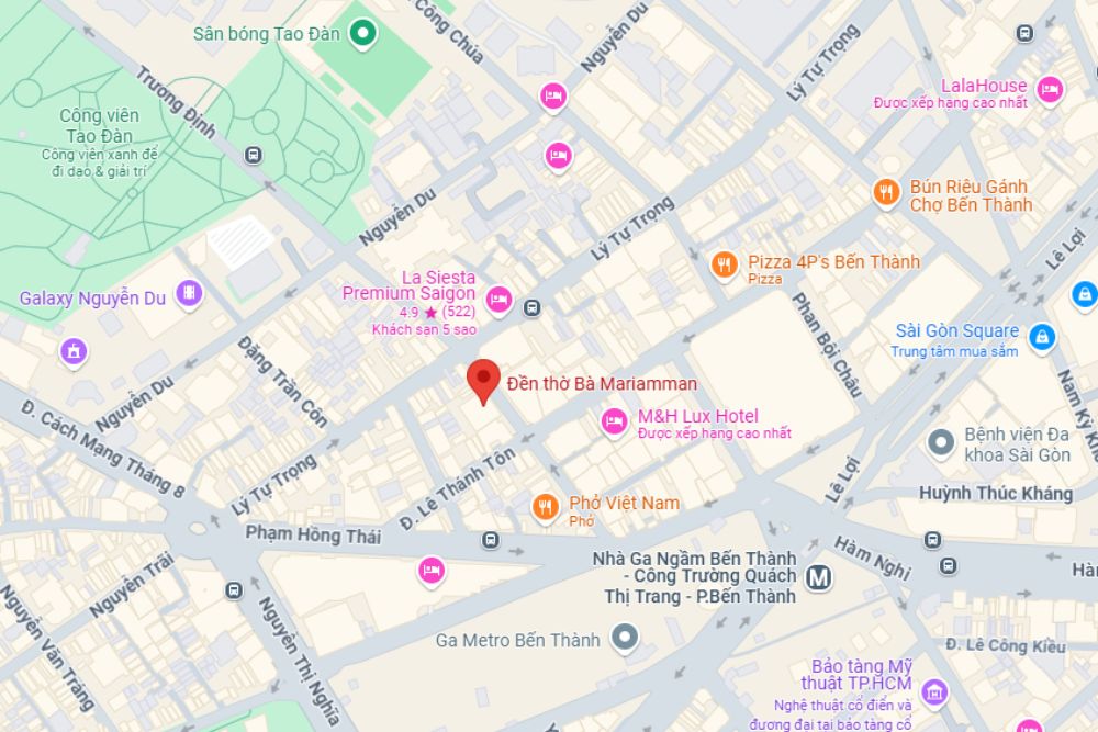 Đền thờ Mariamman tại Phường Bến Thành, Quận 1 (Ảnh: Google Maps)