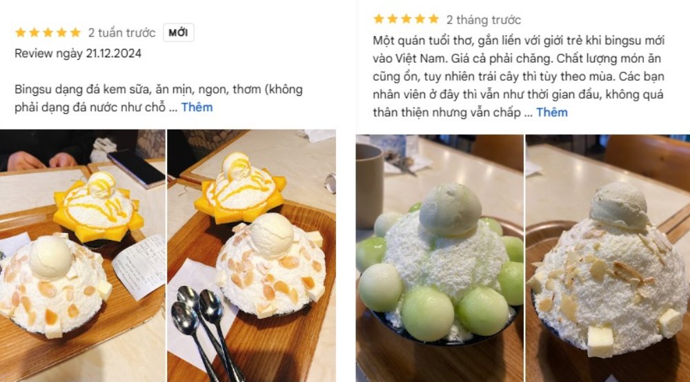 Quán có bingsu trái cây rất ngon, giá cả hợp lý khiến khách hàng ấn tượng (Ảnh: sưu tầm Internet)