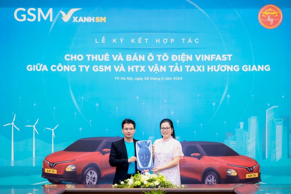 Taxi Hương Giang trở thành đối tác với GSM, mang dòng xe điện Vinfast về Việt Yên nói riêng và Bắc Giang nói chung (Ảnh: Xanh SM)