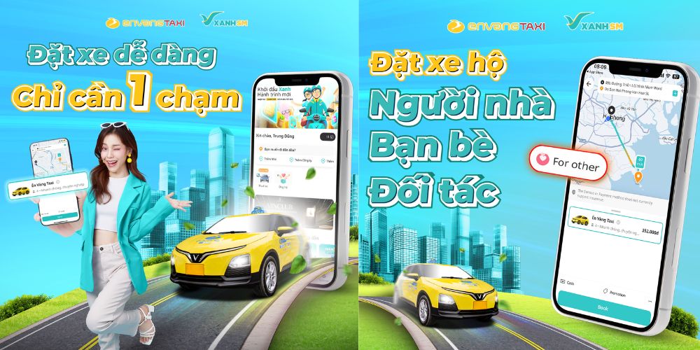 Bạn có thể dễ dàng đặt taxi Én Vàng bằng ứng dụng Xanh SM 