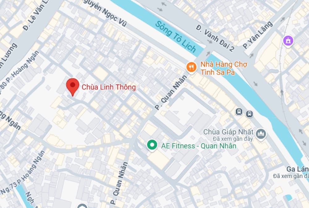 Chùa Linh Thông cách chùa Giáp Nhất 600m (Ảnh: Google Maps)