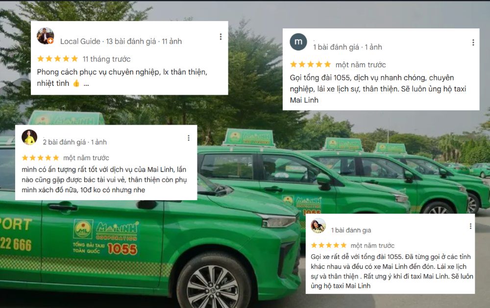 Tổng đài đặt xe toàn quốc 1055 của taxi Mai Linh được khách hành đánh giá cao (Ảnh: Google Maps)