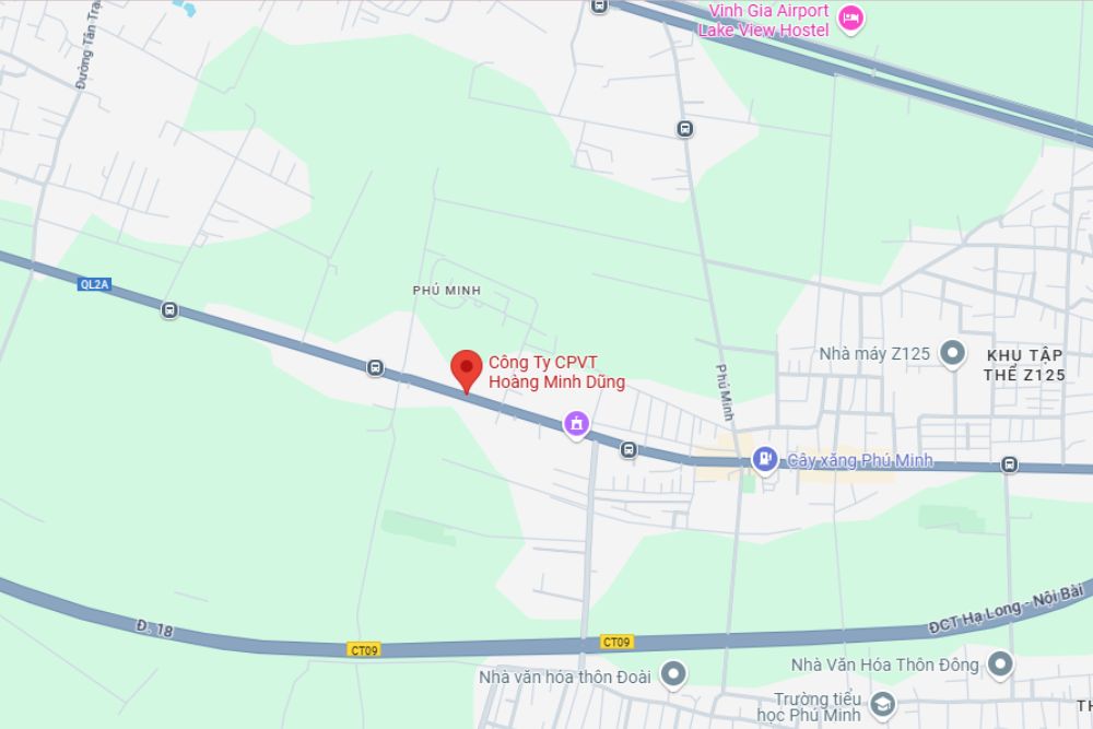 Trụ sở taxi 123 tọa lạc tại đường Quốc Lộ 2, Phú Minh, Sóc Sơn (Ảnh: Google Maps)