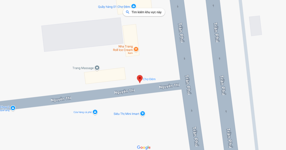 Vị trí chợ đêm Trần Phú trên bản đồ (Ảnh: Google maps)