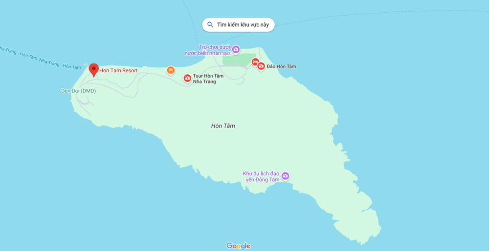 Hình ảnh vị trí đảo Hòn Tằm trên bản đồ ( Ảnh Google maps)