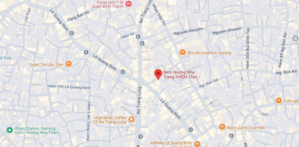 Địa chỉ nem nướng Bình Thạnh Thiện Tâm (Ảnh: Google Maps)