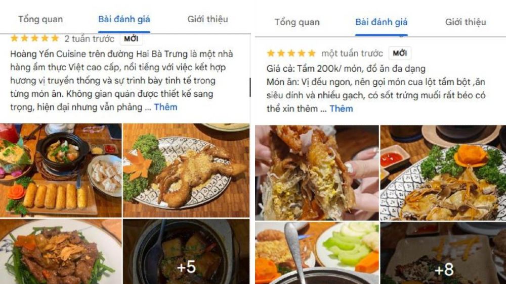 Nhận xét từ khách hàng về nhà hàng Hoàng Yến Vietnamese Cruisine (Ảnh:Google Maps)