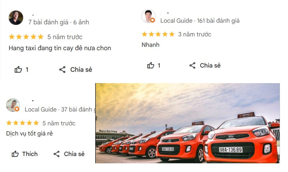 Taxi Hồng Hải được khách hàng đánh giá là hãng taxi đáng tin cậy (Ảnh: Google Maps)