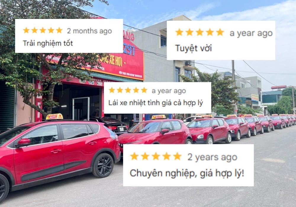 Những phản hồi tích cực của khách hàng khi sử dụng dịch vụ Taxi Hương Giang tại Hiệp Hòa (Ảnh: Goole Maps)