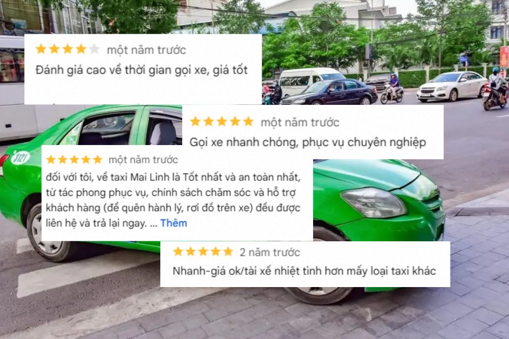 Khách hàng đánh giá tích cực về dịch vụ của taxi Mai Linh (Ảnh: Google Maps)