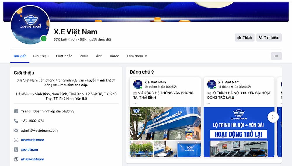 Đặt vé qua Facebook chính thức của nhà xe Việt Nam (Ảnh: Nhà xe Việt Nam)