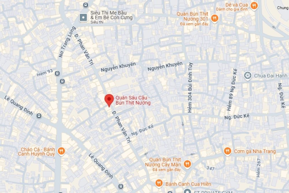 Quán Sáu Cậu nổi tiếng tại 113 đường Phan Văn Trị, Phường 14 (Ảnh: Google Maps)