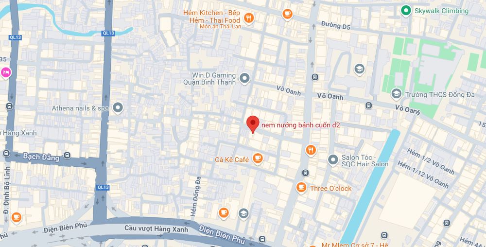 Địa chỉ nem nướng bánh tráng cuốn d2 dễ tìm (Ảnh: Google Maps)