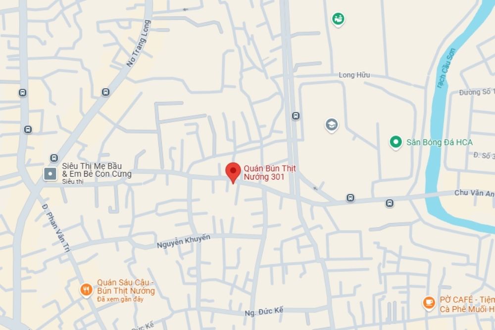 Quán bún 301 Chu Văn An, Phường 12, Bình Thạnh (Ảnh: Google Maps)