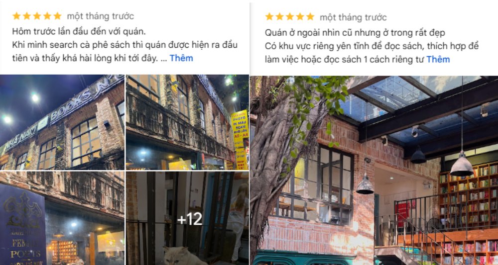 Khách hàng yêu thích không gian độc đáo và những cuốn sách thú vị (Ảnh: Google Maps)