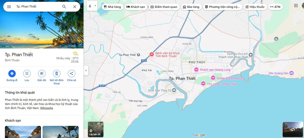Phan Thiết xứng danh là “thiên đường biển” (Ảnh: Google Maps)