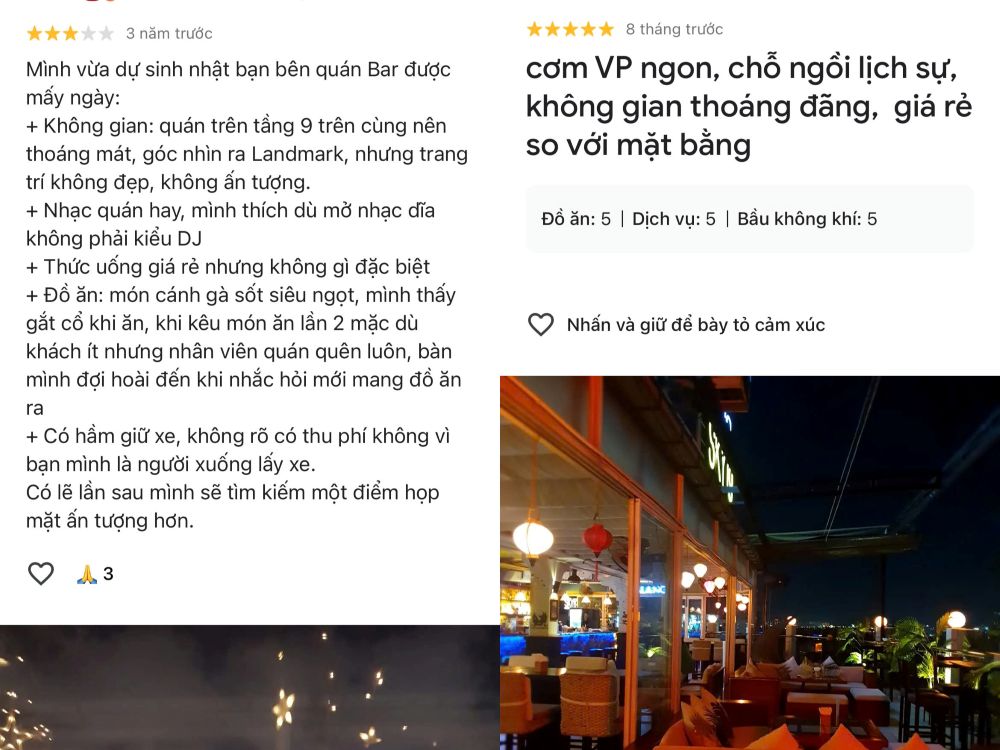 Đánh giá của khách hàng về quán Sky 9 Bar Saigon 