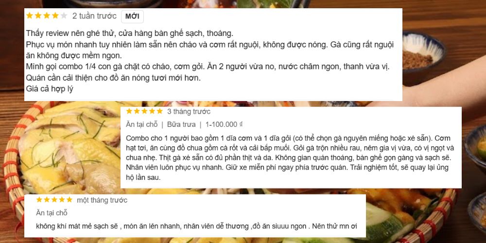 Đánh giá khách hàng về món ăn, không gian và chất lượng phục vụ quán