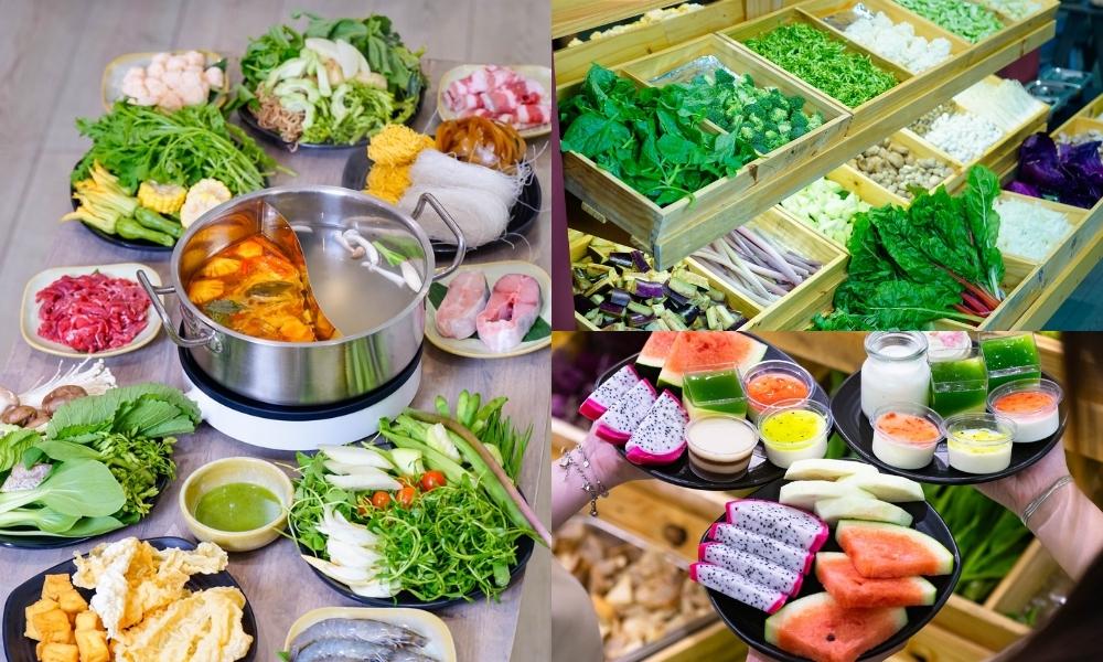 Quầy line tại Vua Rau Buffet Lẩu Rau Nấm bắt mắt, thu hút thực khách