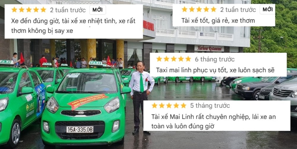 Nhiều hành khách đã trải nghiệm taxi Mai Linh để lại đánh giá 5 sao trên Google Maps (Ảnh: Google Maps)