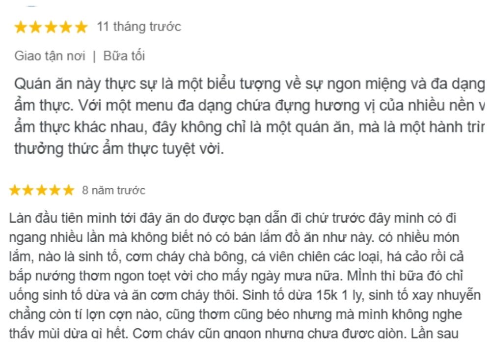 Đánh giá của khách hàng về trải nghiệm tại Khu ăn vặt Cao Thắng - Bàn Cờ 