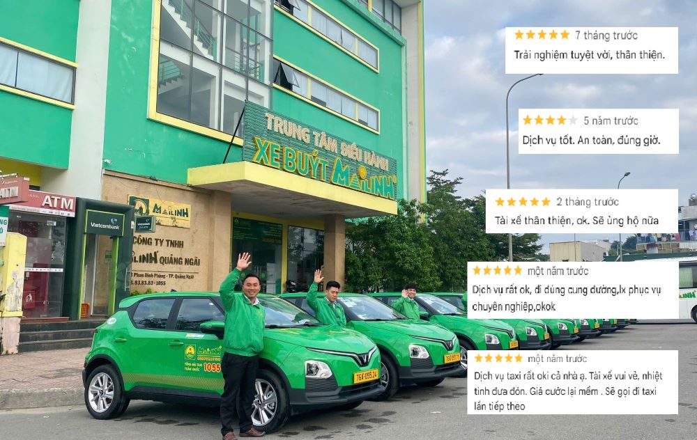 Người dùng đánh giá cao dịch vụ của taxi Mai Linh Mộ Đức (Ảnh: Google Maps)