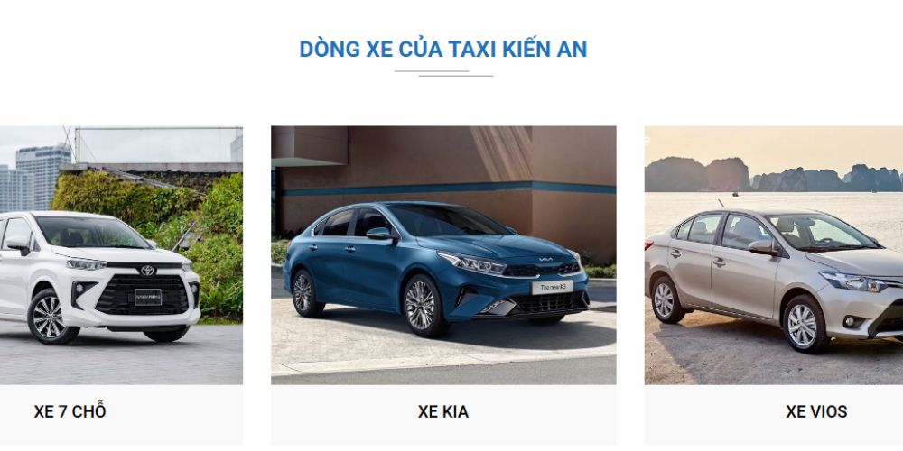 Taxi Kiến An cung cấp nhiều dòng xe hiện đại là một điểm cộng lớn với hành khách