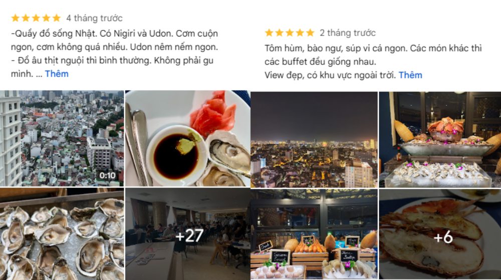 Thực khách ấn tượng với chất lượng dịch vụ 5 sao, đáng trải nghiệm (Ảnh: Google maps)