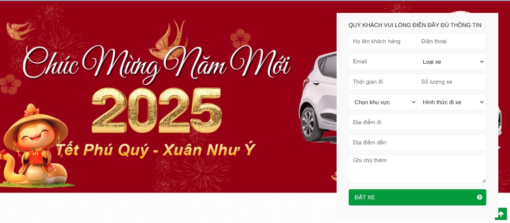 Khách hàng dễ dàng đặt xe tại website của hãng (Ảnh: Taxi Thịnh Hưng)