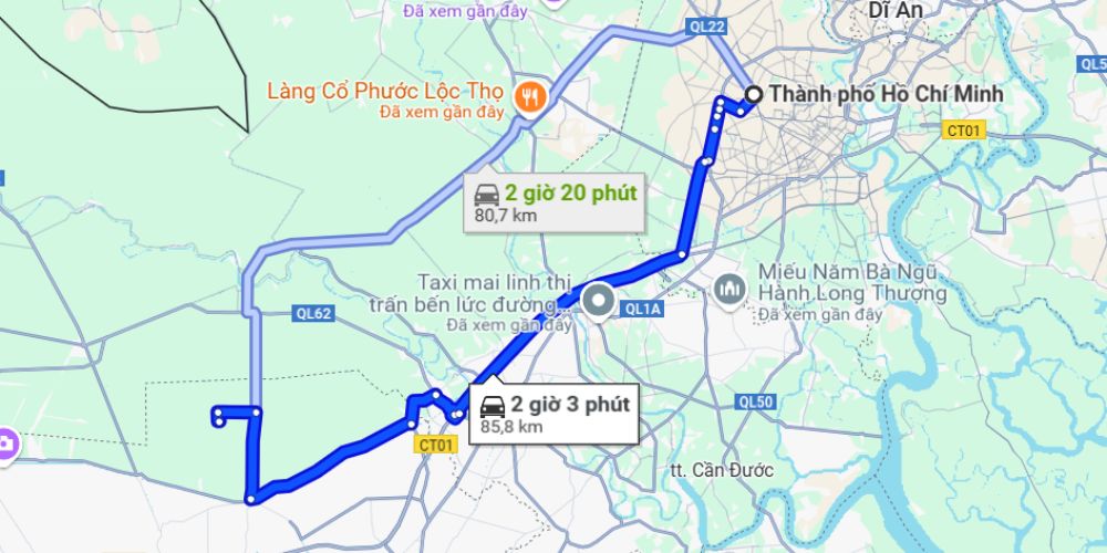 Lộ trình gợi ý đến Thiền viền khi xuất phát từ Thành phố Hồ Chí Minh