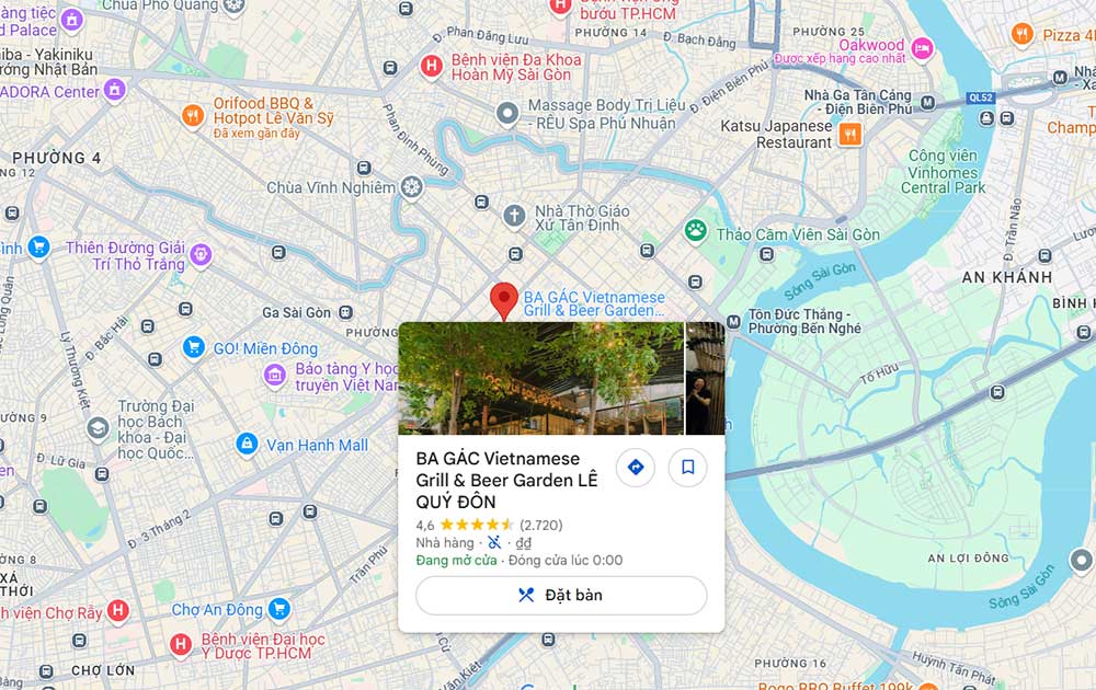 BA GÁC Vietnamese Grill & Beer Gar cơ sở Lê Quý Đôn (Ảnh: Google Maps)