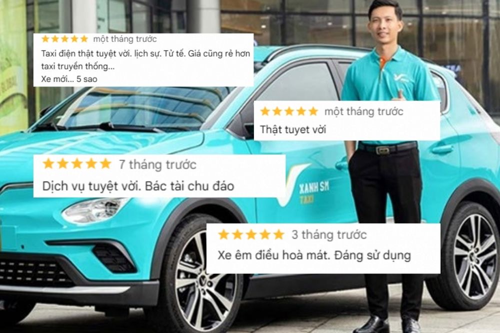 Một số đánh giá của hành khách về dịch vụ taxi Xanh SM (Ảnh: xanhsm.com)