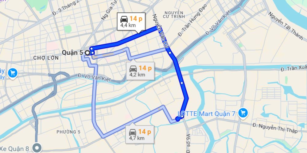 Bạn có thể sử dụng Google Maps để chọn tuyến đường phù hợp với vị trí