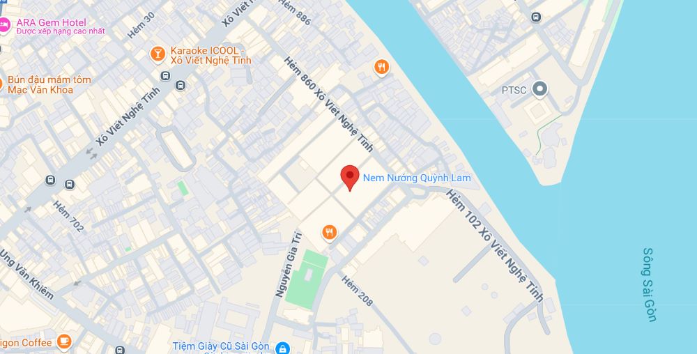 Nem nướng Quỳnh Lam nằm ngay gần con sông Sài Gòn (Ảnh: Google Maps)