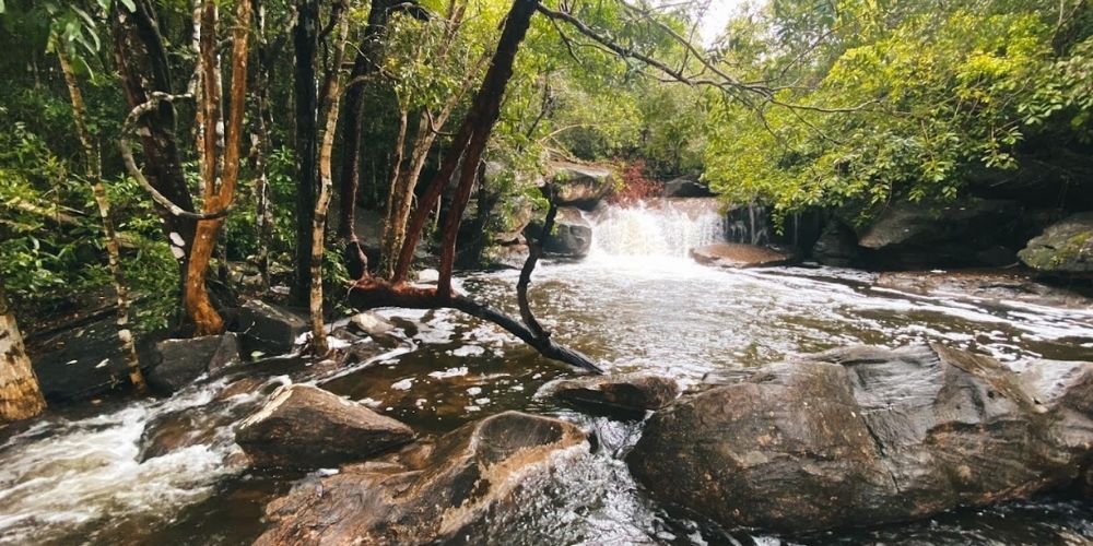 Lòng suối sở hữu làn nước mát trong lành mời gọi du khách ghé đến 