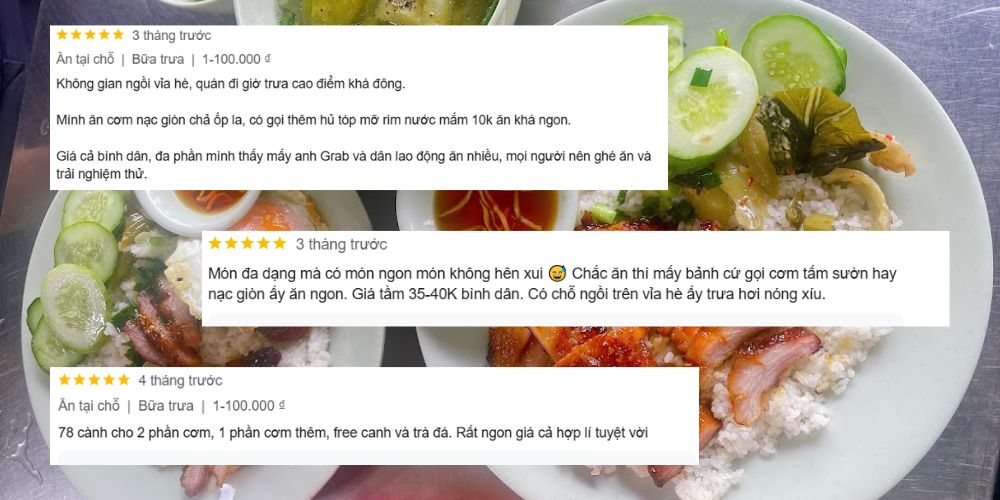 Nhận xét khách hàng về tiệm cơm Sao Mai