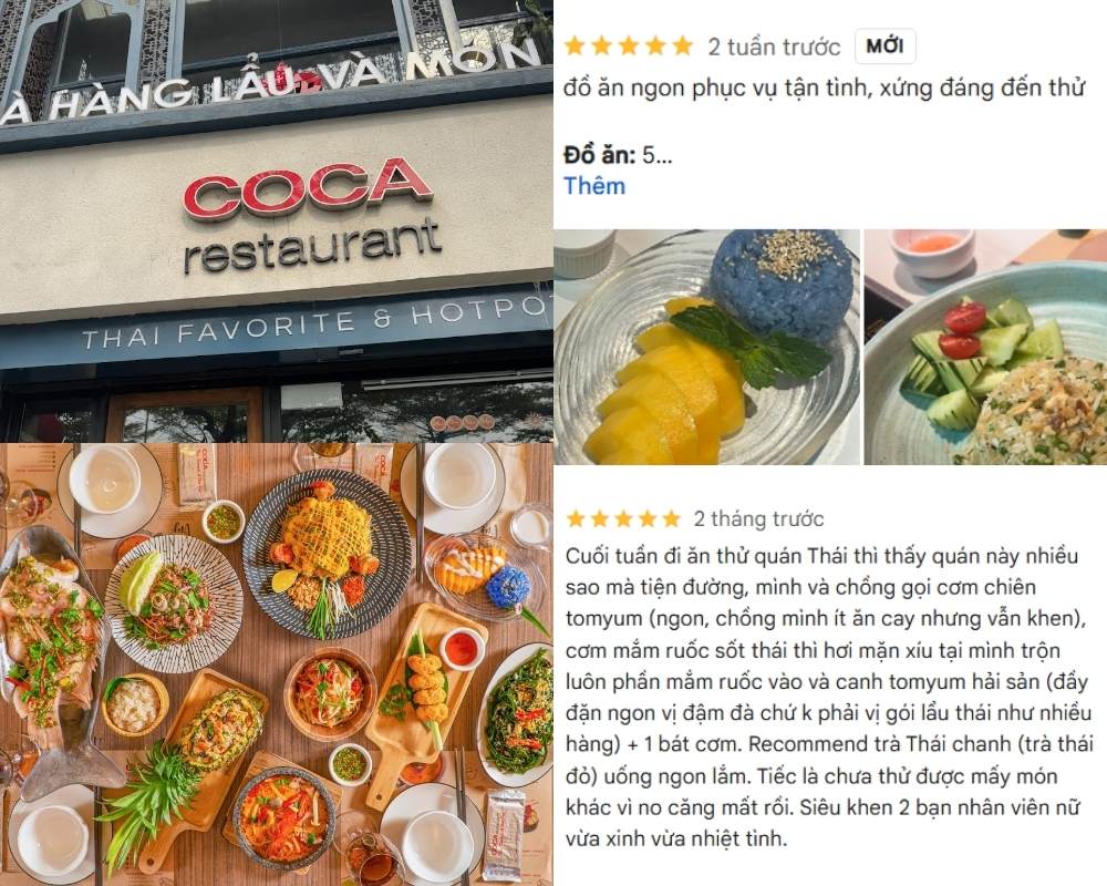 Nhà hàng COCA có đến hàng trăm món Thái khác nhau 