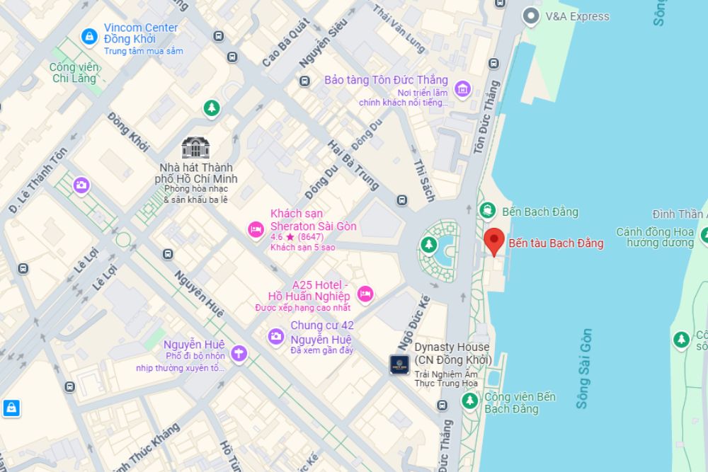 Bến tàu Bạch Đằng - Điểm bắt đầu cho hành trình Saigon Water Bus (Ảnh: Google Maps)