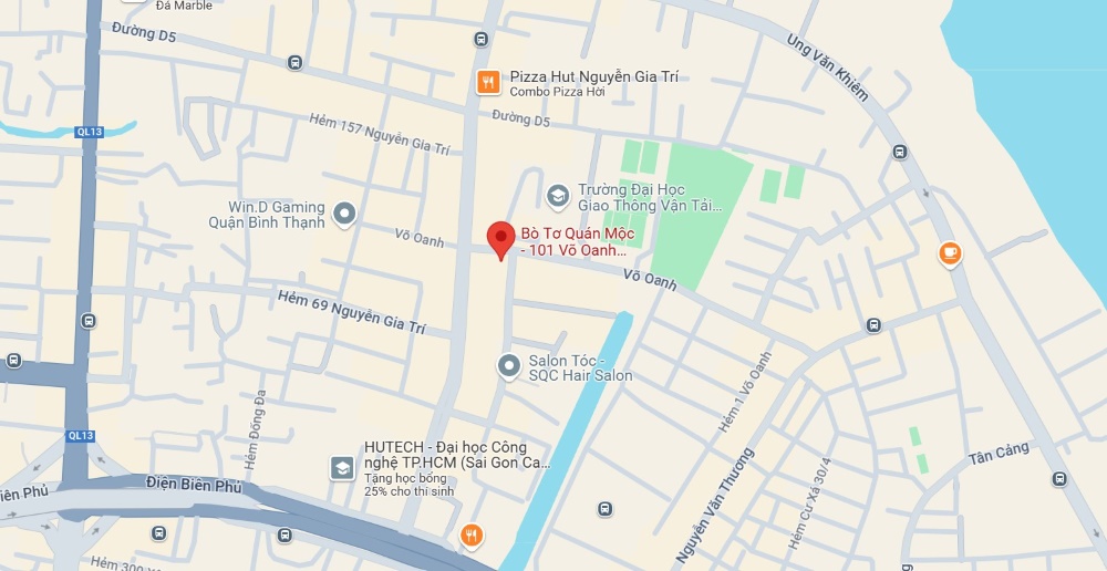 Vị trí của quán lẩu bò trên bản đồ (Ảnh: Google Maps)