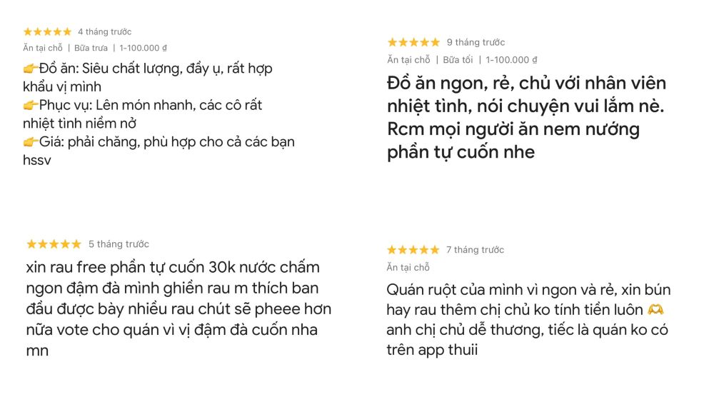 Quán được các khách hàng đáng giá cao (Ảnh: Google Maps)