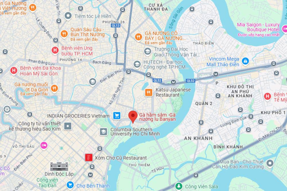 Gà nướng Bình Thạnh Banyan nằm tại 59 tại Phú Mỹ, Phường 22, Bình Thạnh (Ảnh: Google Maps)